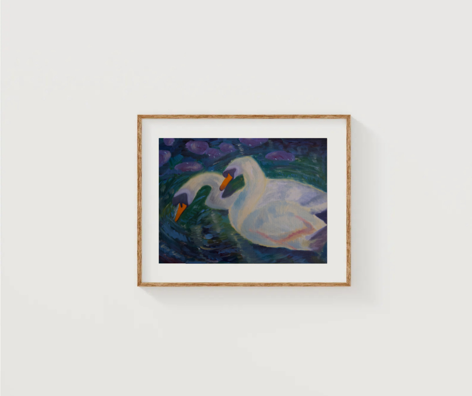 Swans Swimming Print