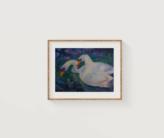 Swans Swimming Print